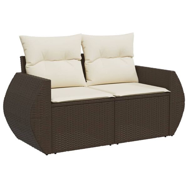 vidaXL Garden Sofa Set Brown, Cream White