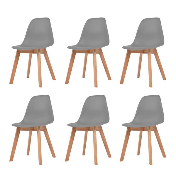vidaXL Dining Chair Set of 6 Grey Plastic seat Standard Ergonomic