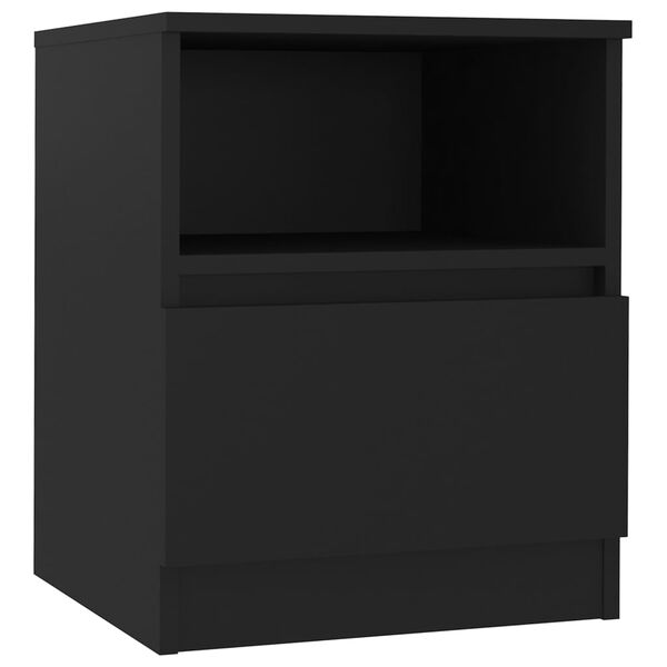 vidaXL Bed Cabinet Set of 2 Black Engineered Wood Compact Bed Cabinet