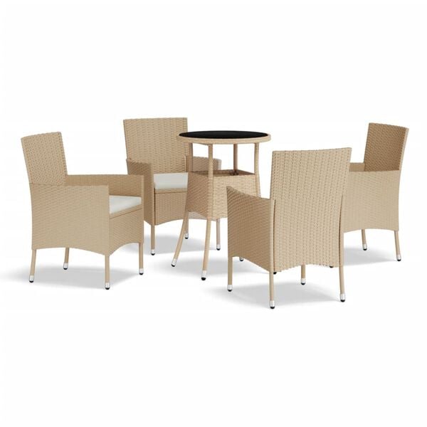 vidaXL Garden Bistro Set Beige Poly rattan Standard Durable