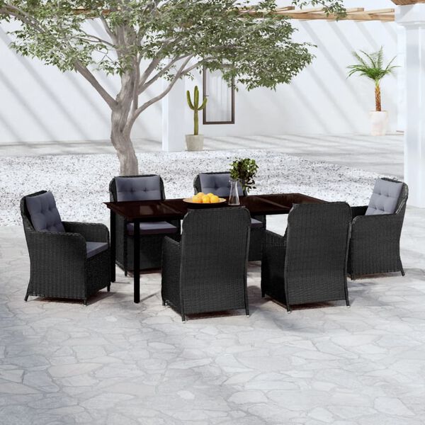 vidaXL Garden Dining Set Black, Dark Grey