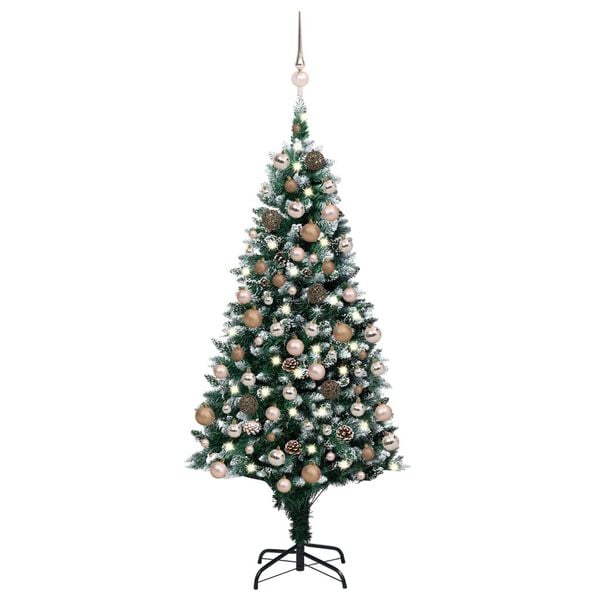 vidaXL Christmas Tree Green and white PVC, steel, plastic 71 in