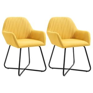 vidaXL Dining Chair Set of 2 Yellow Polyester and Powder-Coated Steel