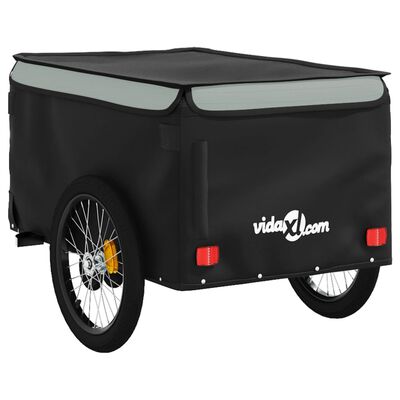 vidaXL Bike Trailer Black and Gray 99.2 lb Iron