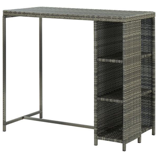 vidaXL Bar Table Grey PE Rattan, Steel 47.2 x 23.6 x 43.3 in Bar Table