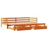vidaXL Daybed With Trundle Wax Brown Solid Pine Wood