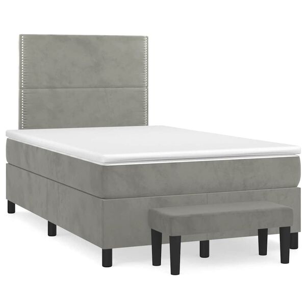 vidaXL Box Spring Bed with Mattress Light grey, White