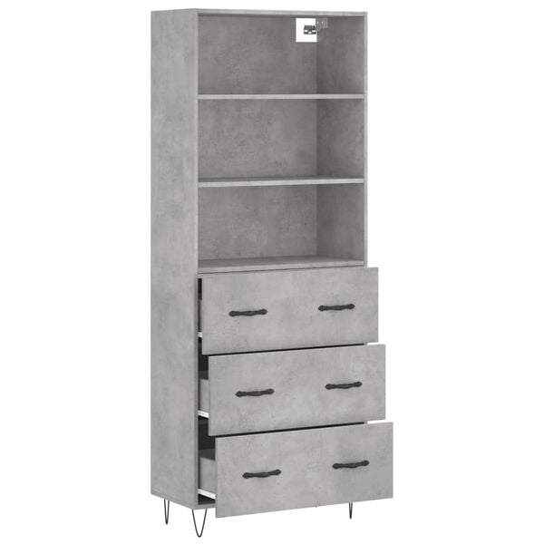 vidaXL Highboard Concrete Grey Engineered Wood, Metal