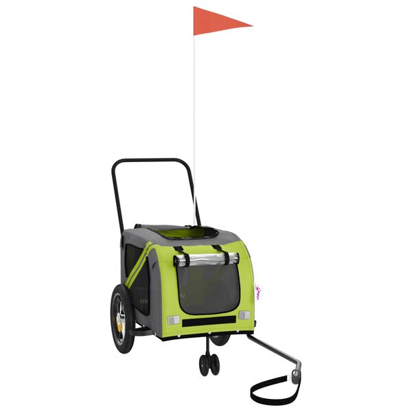 vidaXL Pet Bike Trailer Green and Black Oxford fabric, Iron, PVC
