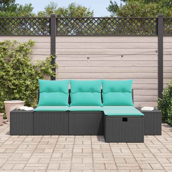 vidaXL Sofa Set with Cushion 4 pcs Poly Rattan