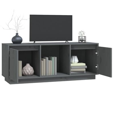 vidaXL TV Cabinet Gray 43.5"x13.8"x17.3" Solid Wood Pine