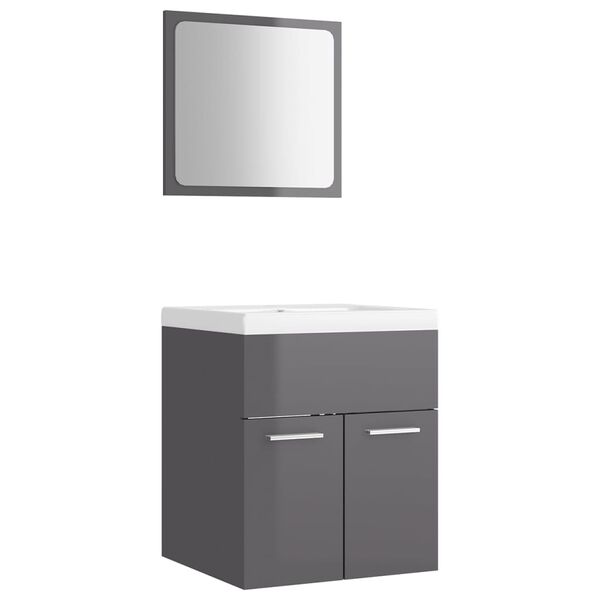 vidaXL Bathroom Furniture Set High gloss grey, White