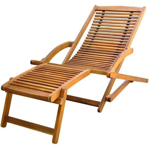 vidaXL Deck Chair Light brown Acacia wood Standard Foldable Deck Chair