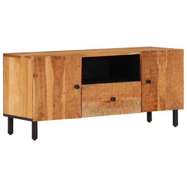 vidaXL TV Cabinet Natural Wood Solid Acacia wood, Engineered wood, Iron