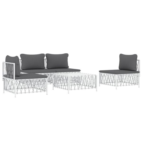 vidaXL Garden Lounge Set White, Dark Grey