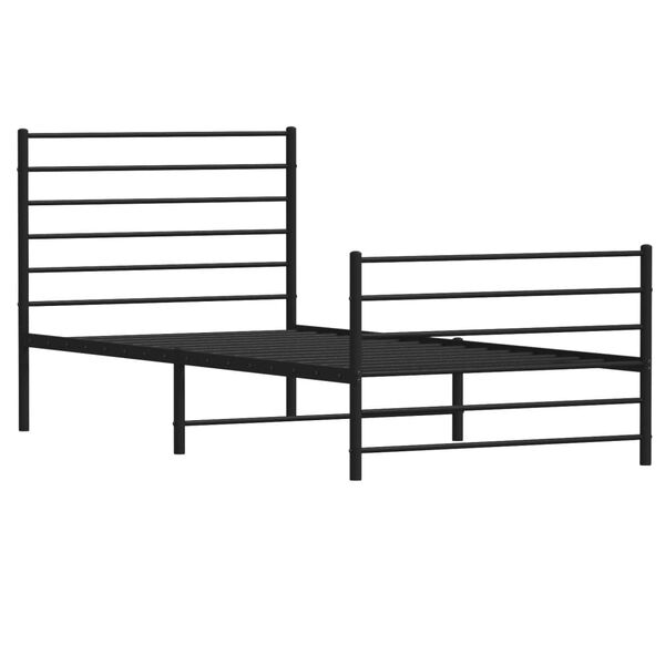 vidaXL Bed Frame Black Powder-Coated Steel Twin Bed Frame Rectangular