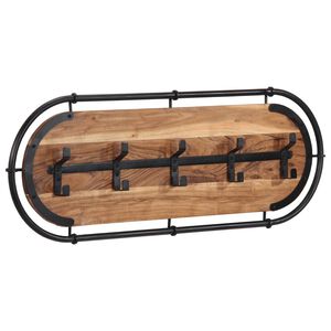 vidaXL Coat Rack Brown and black Solid Acacia wood, Iron Medium Hooks