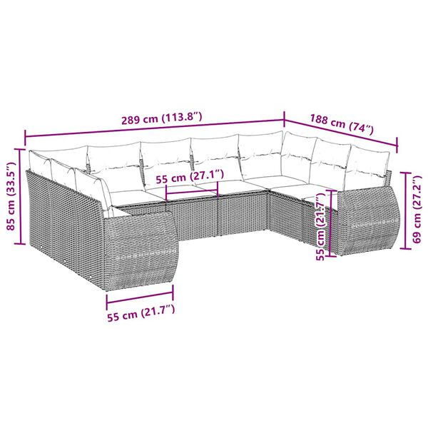 vidaXL Garden Sofa Set Black, Cream White PE rattan, powder-coated steel