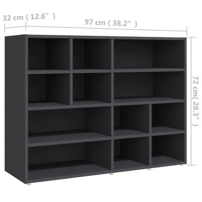 vidaXL Side Cabinet Gray 38.2"x12.6"x28.3" Engineered Wood