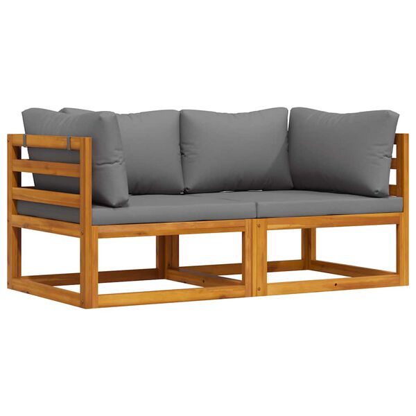 vidaXL Corner Sofa Dark Grey Solid Acacia Wood Modular Corner Sofa