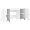 vidaXL Desk White Engineered wood, iron, faux leather 55.1x19.7x29.5 in