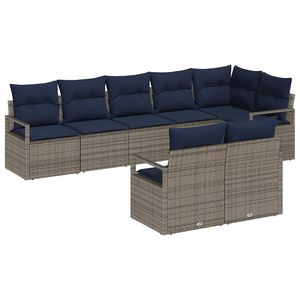 vidaXL Sofa Set 8 pcs Grey Poly Rattan