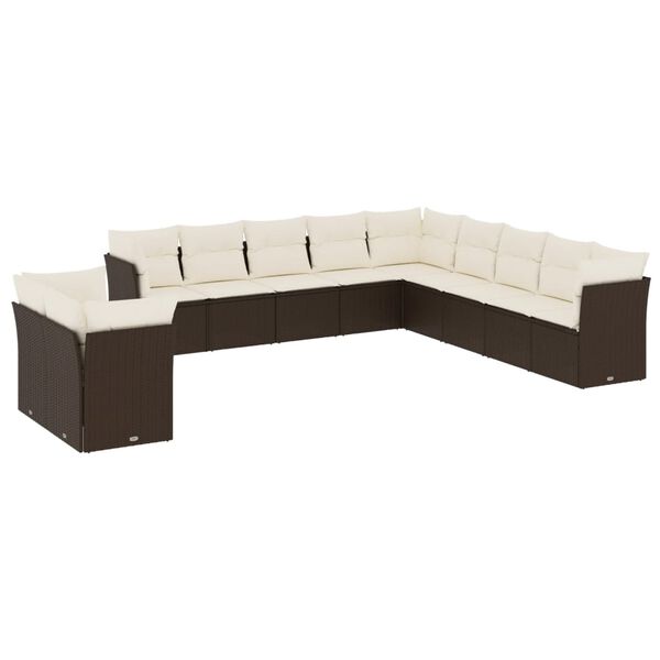 vidaXL Garden Sofa Set Brown, Cream White