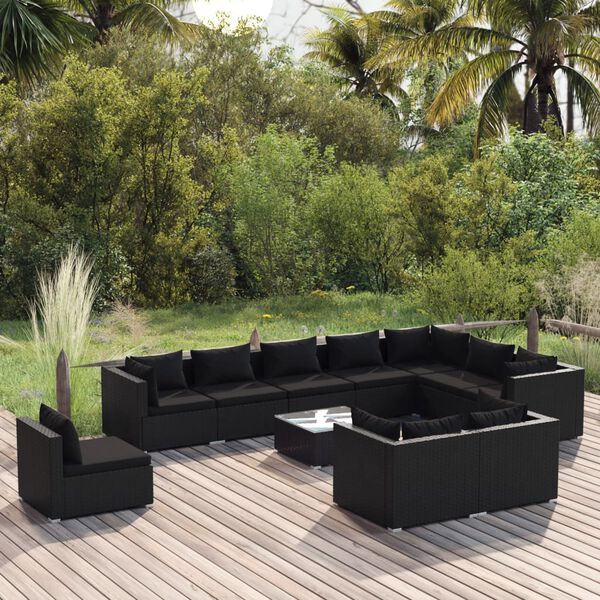 vidaXL Garden Lounge Set Black