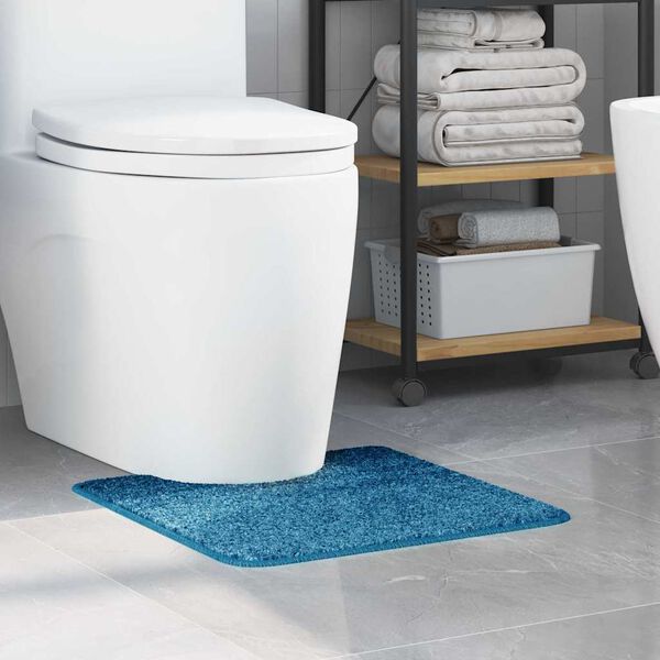 vidaXL Anti-slip Bath Mat with Toilet Cut Blue 19.7" x 19.7" PP
