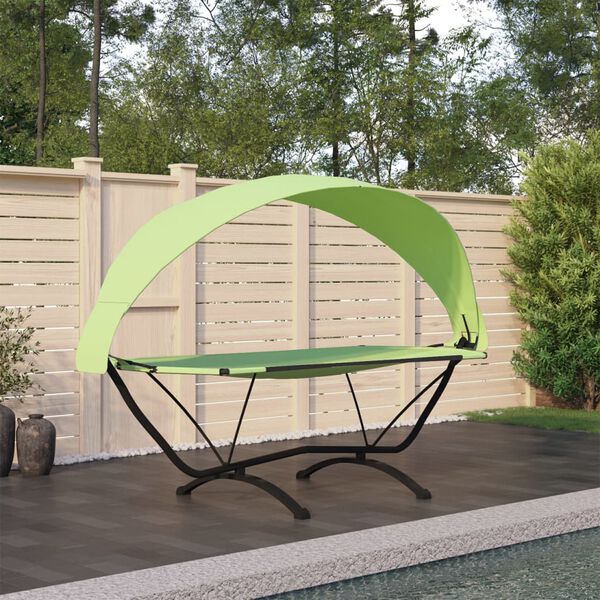 vidaXL Outdoor Lounge Bed Green Steel, Oxford fabric Large