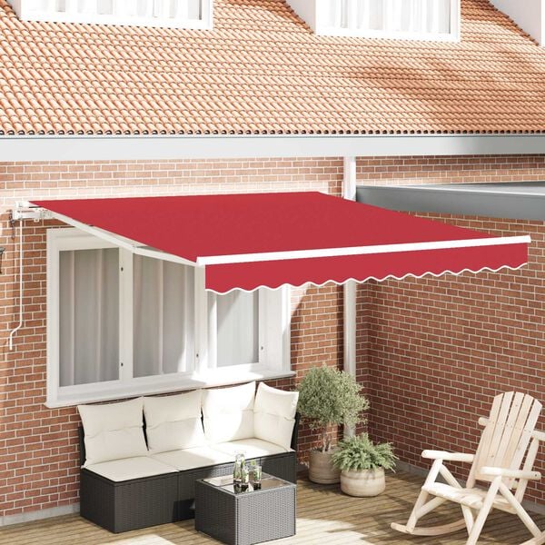 vidaXL Retractable Awning Red 118.11 x 98.43 in Fabric and Steel