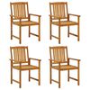 vidaXL Garden Chair Set of 4 Anthracite, natural wood