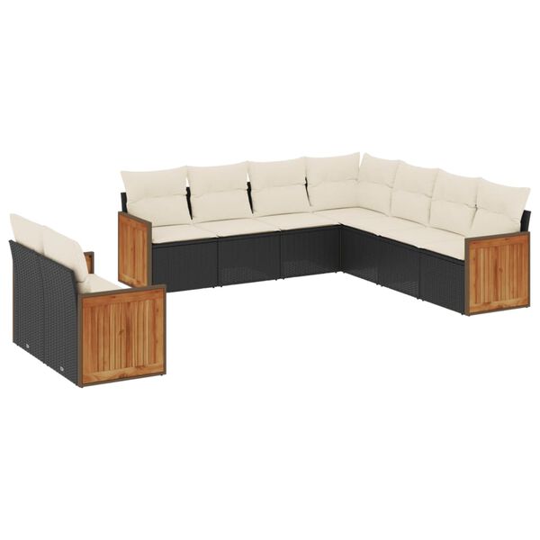 vidaXL Garden Sofa Set Black PE rattan Large Modular Garden Sofa Set