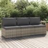 vidaXL 3-Seater Garden Sofa Grey Poly Rattan Large Adjustable Feet