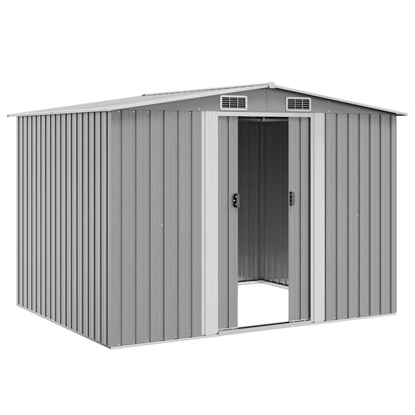 vidaXL Garden Shed Grey Galvanized Steel Large Garden Shed Rectangular
