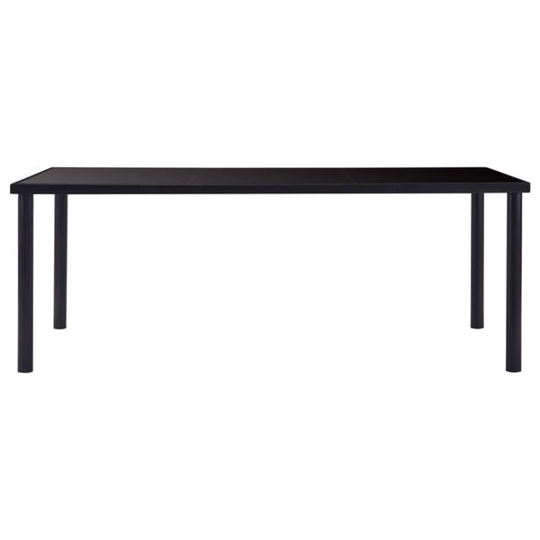 vidaXL Dining Table Black Toughened glass, powder-coated metal