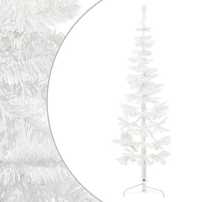 vidaXL Slim Artificial Half Christmas Tree with Stand White 4 ft