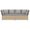 vidaXL Patio Sofa with Cushions Beige Poly Rattan
