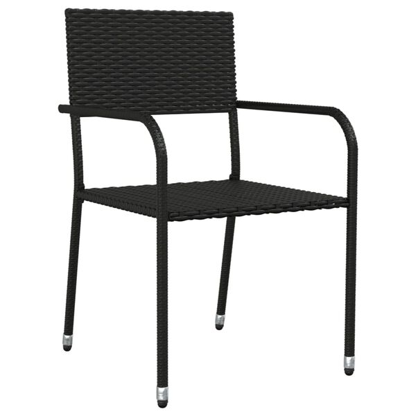 vidaXL Garden Dining Set Black Poly Rattan, Steel, Tempered Glass