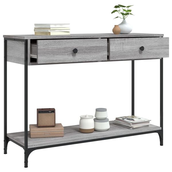 vidaXL Console Table Grey Sonoma Engineered Wood Narrow Adjustable Feet