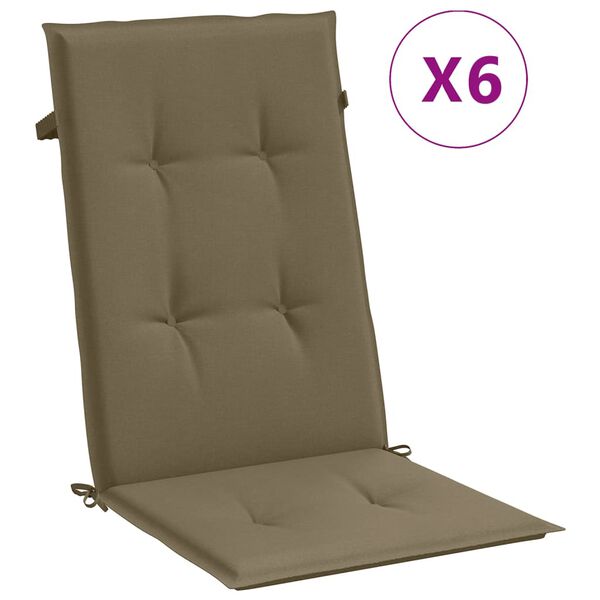 vidaXL Highback Chair Cushion Set of 6 Melange taupe 100% polyester