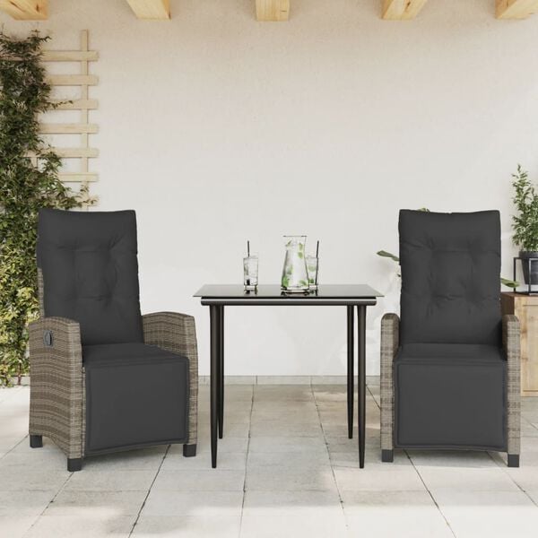vidaXL Garden Dining Set Grey, Black, Dark Grey