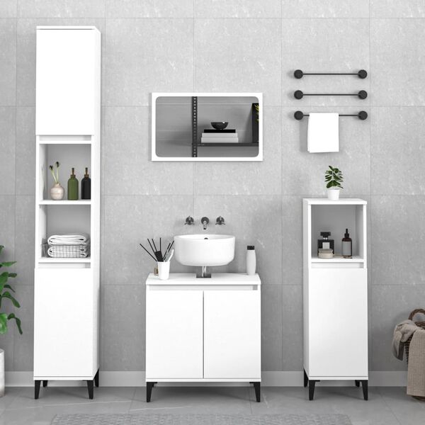 vidaXL Bathroom Furniture Set White Engineered wood, metal Medium