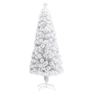 vidaXL Artificial Pre-lit Christmas Tree White 6 ft Fiber Optic