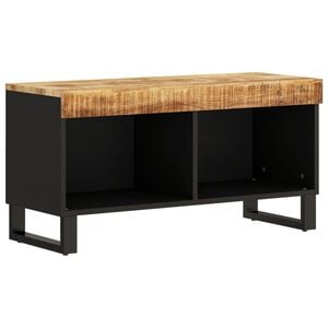 vidaXL TV Cabinet Natural wood and black Solid mango wood, Iron Medium