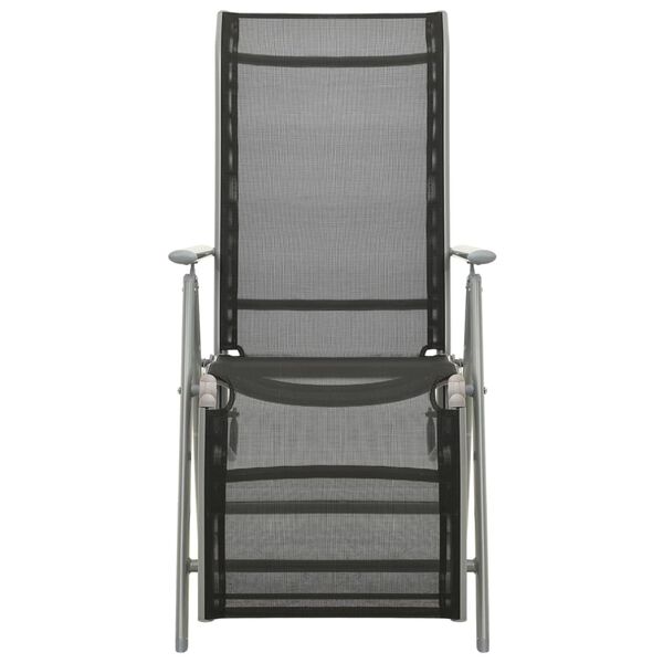 vidaXL Garden Chair Set of 2 Black and Silver Powder-coated aluminum