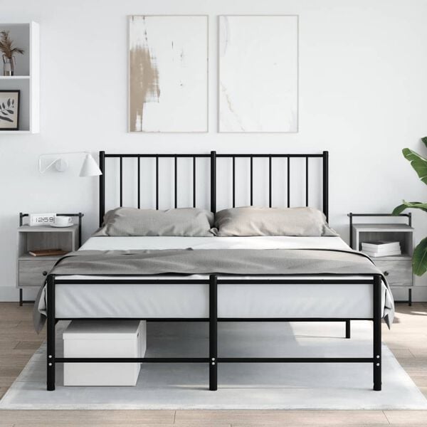 vidaXL Bedside Cabinet Set of 2 Grey Sonoma Engineered wood, Metal