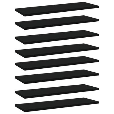 vidaXL Bookshelf Boards 8 pcs Black 23.6"x7.9"x0.6" Engineered Wood