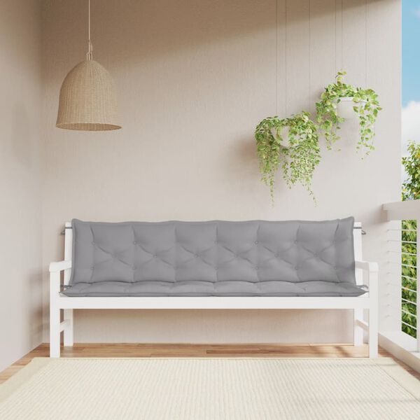vidaXL Garden Bench Cushion Set of 2 Grey Oxford fabric (100% polyester)