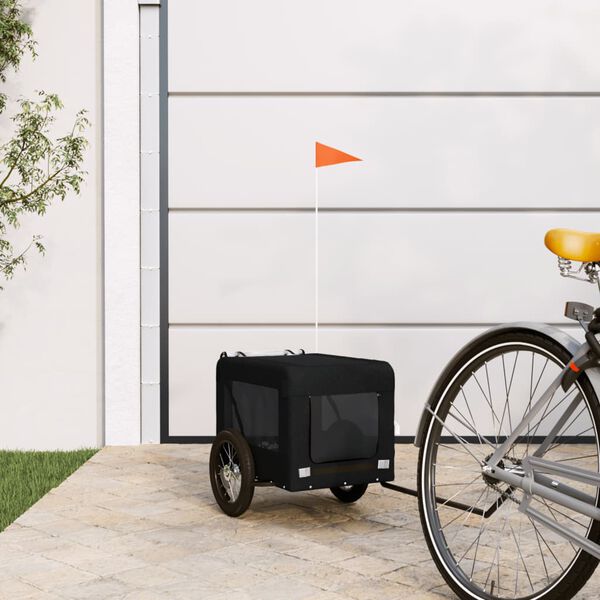 vidaXL Pet Bike Trailer Black Oxford fabric, Iron, PVC